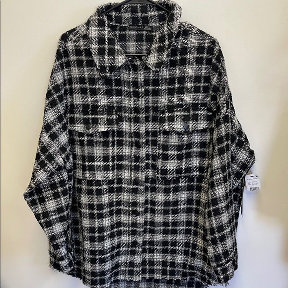 Black Tape Women's Plaid Jacket - Black and White - Picture 1 of 7
